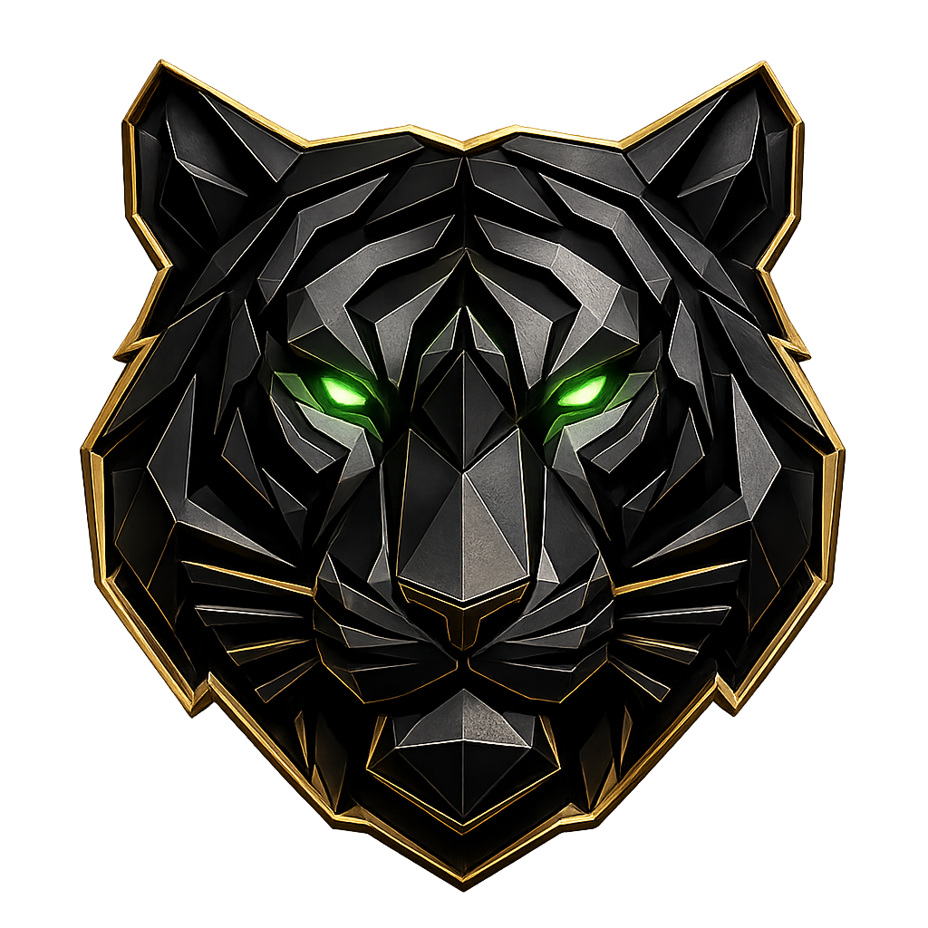 Mr. Tiger geometric black and gold tiger logo
